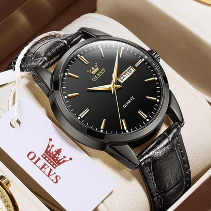 Brown Mens Leather Watch Dress Casual Day Date Quartz Wrist Watch