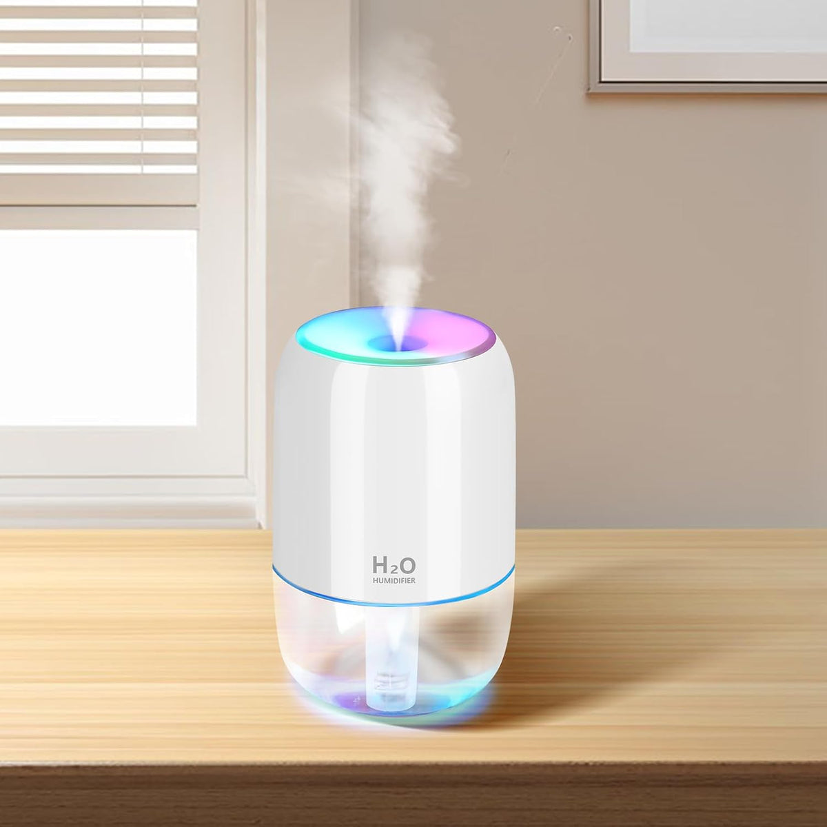 Mini Humidifiers for Bedroom, 200Ml Small Humidifier for Home Plant, Room Humidifiers for Bedroom Auto Shut-Off for Car Office Desktop, Gray White
