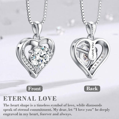 Moissanite Heart Necklace for Women, 925 Sterling Silver Necklace