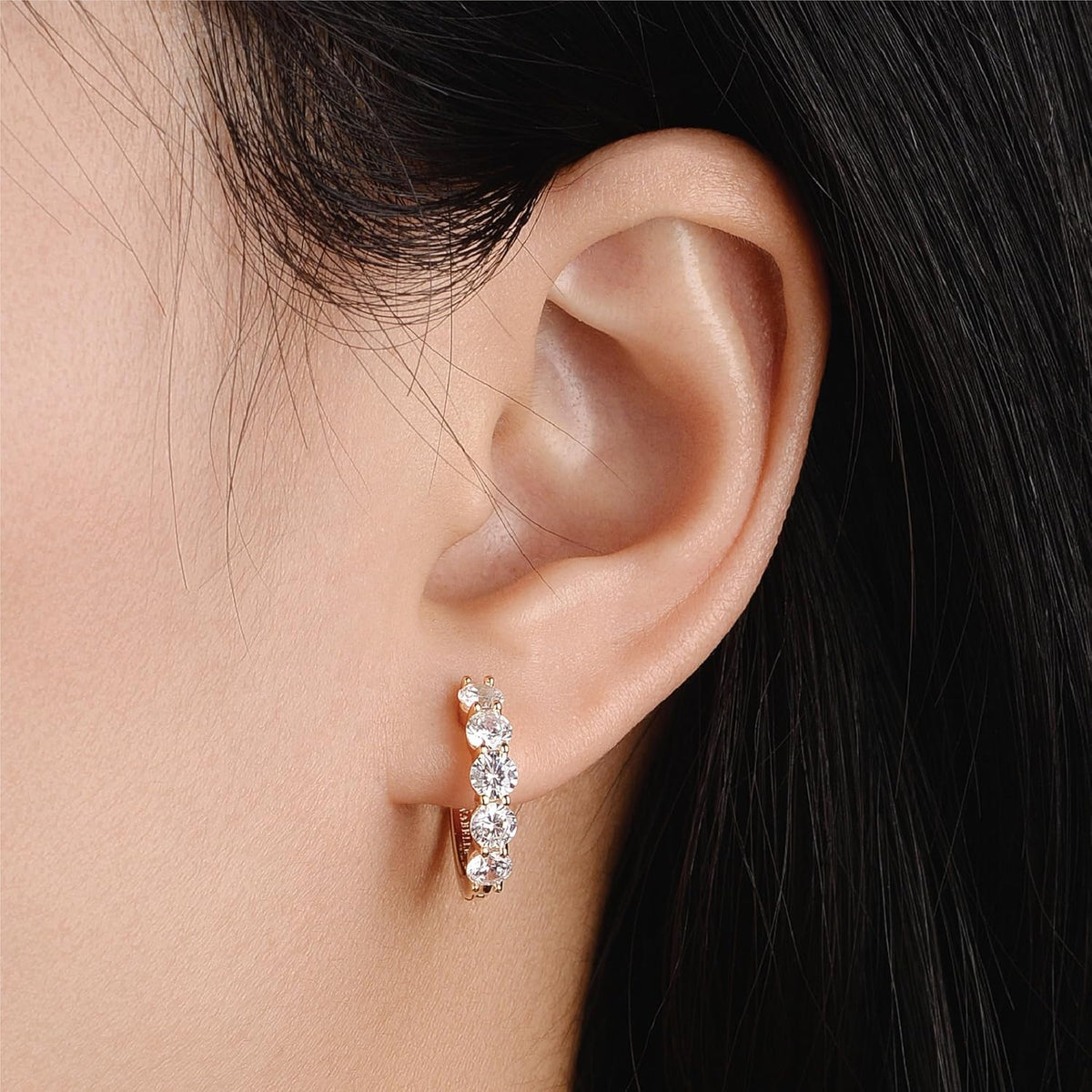 Gold Hoop Earrings for Women 14K Real Gold Plated Cubic Zirconia Diamond Hoop Earrings Huggie Hoop Earring Women Earrings Earring for Men 925 Sterling Silver Post Hypoallergenic