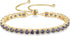 Birthstone Bracelet Jewelry for Women Sterling Silver with Gold Plated Tennis Bracelet Classic Bolo Adjustable Chain Fine Jewelry Anniversary Birthday Gifts for Women Mom Wife Her