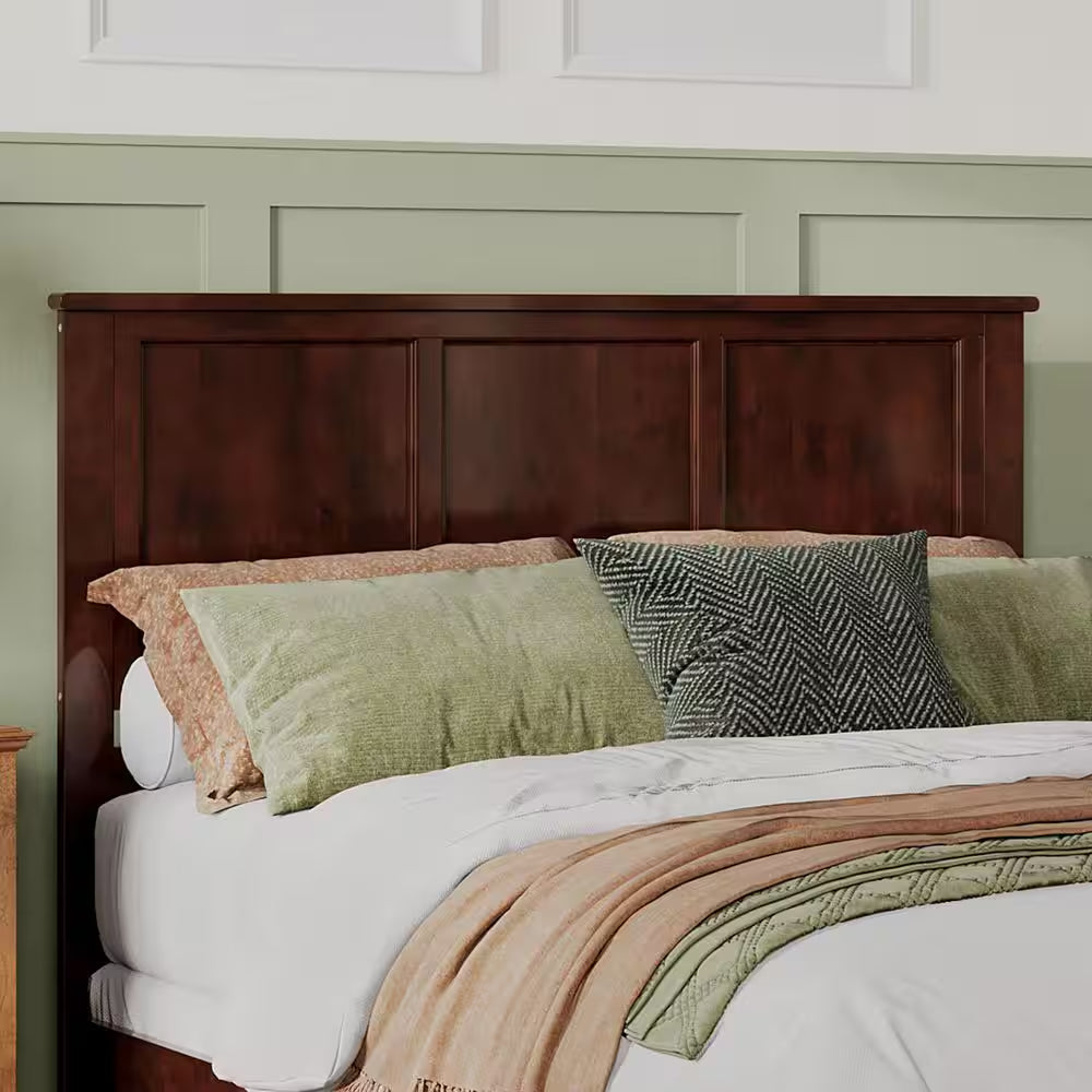 Madison Walnut Brown Solid Wood Frame Queen Platform Bed with Matching Footboard and Storage Drawers