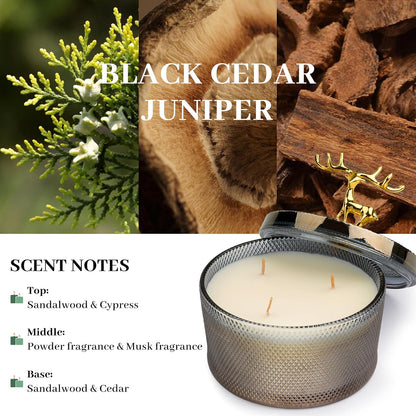 Scented Candles for Men Women, 10.58 Oz 3 Wick Natural Soy Wax Sandalwood Candle for Home Scented, Aromatherapy Candle for Women Men, 50 Hours Long Lasting Burn Time
