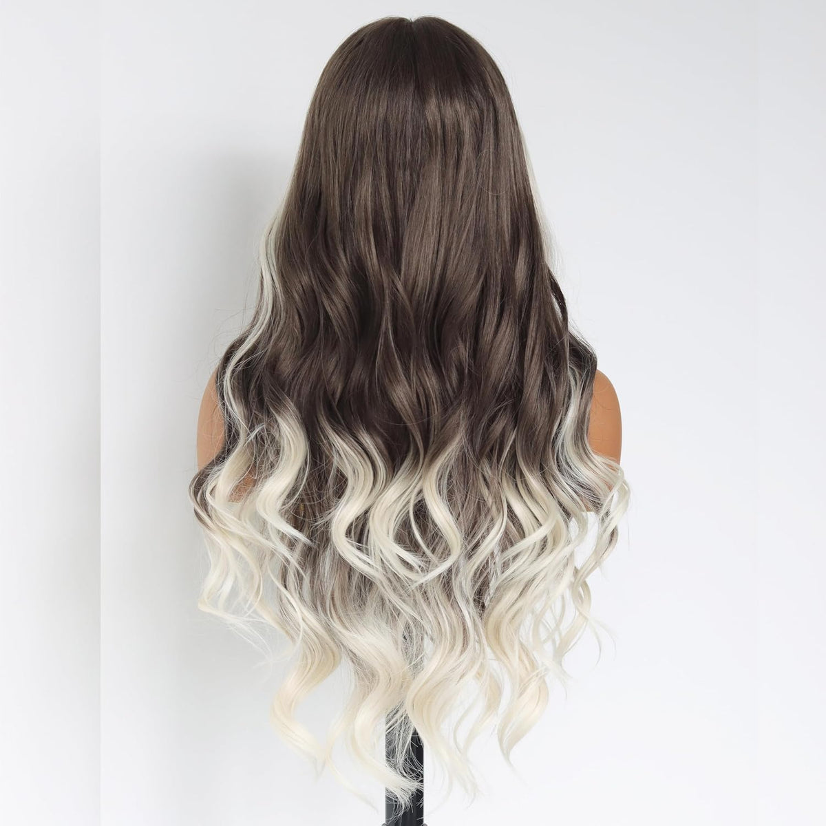 Ombre Brown Platinum Blonde Wavy Synthetic Lace Front Wig 24IN