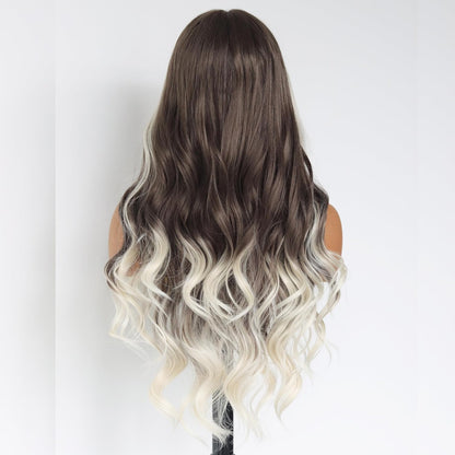 Ombre Brown Platinum Blonde Wavy Synthetic Lace Front Wig 24IN
