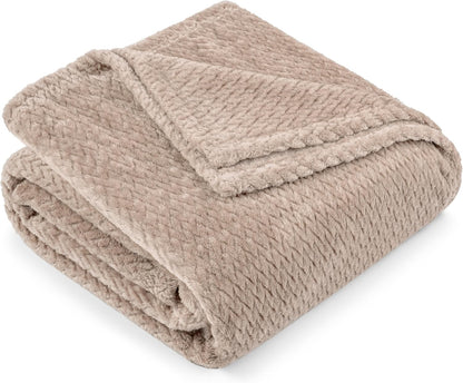 Soft Plush Fleece Throw Blanket for Couch Sofa Bed, Taupe, 50X60