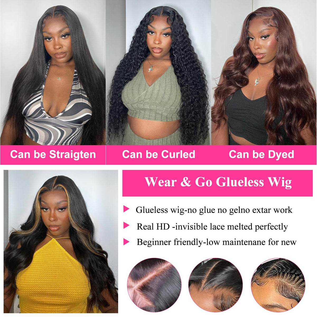 28 Inch Glueless Wigs Human Hair Pre Plucked Pre Cut 5X5 Closure Body Wave