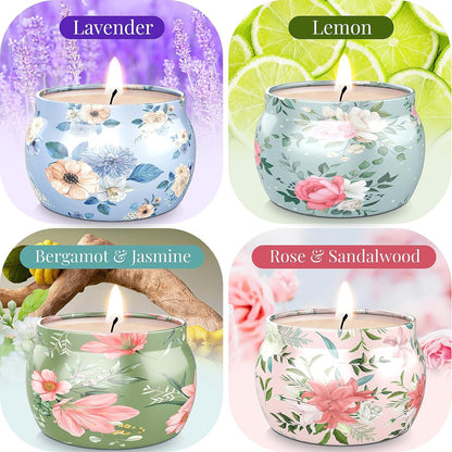 Scented Candle Set, 17.6 Oz, 4 Pack Soy Wax Candles for Home &amp; Travel