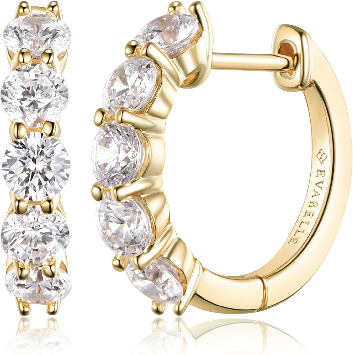 Gold Hoop Earrings for Women 14K Real Gold Plated Cubic Zirconia Diamond Hoop Earrings Huggie Hoop Earring Women Earrings Earring for Men 925 Sterling Silver Post Hypoallergenic