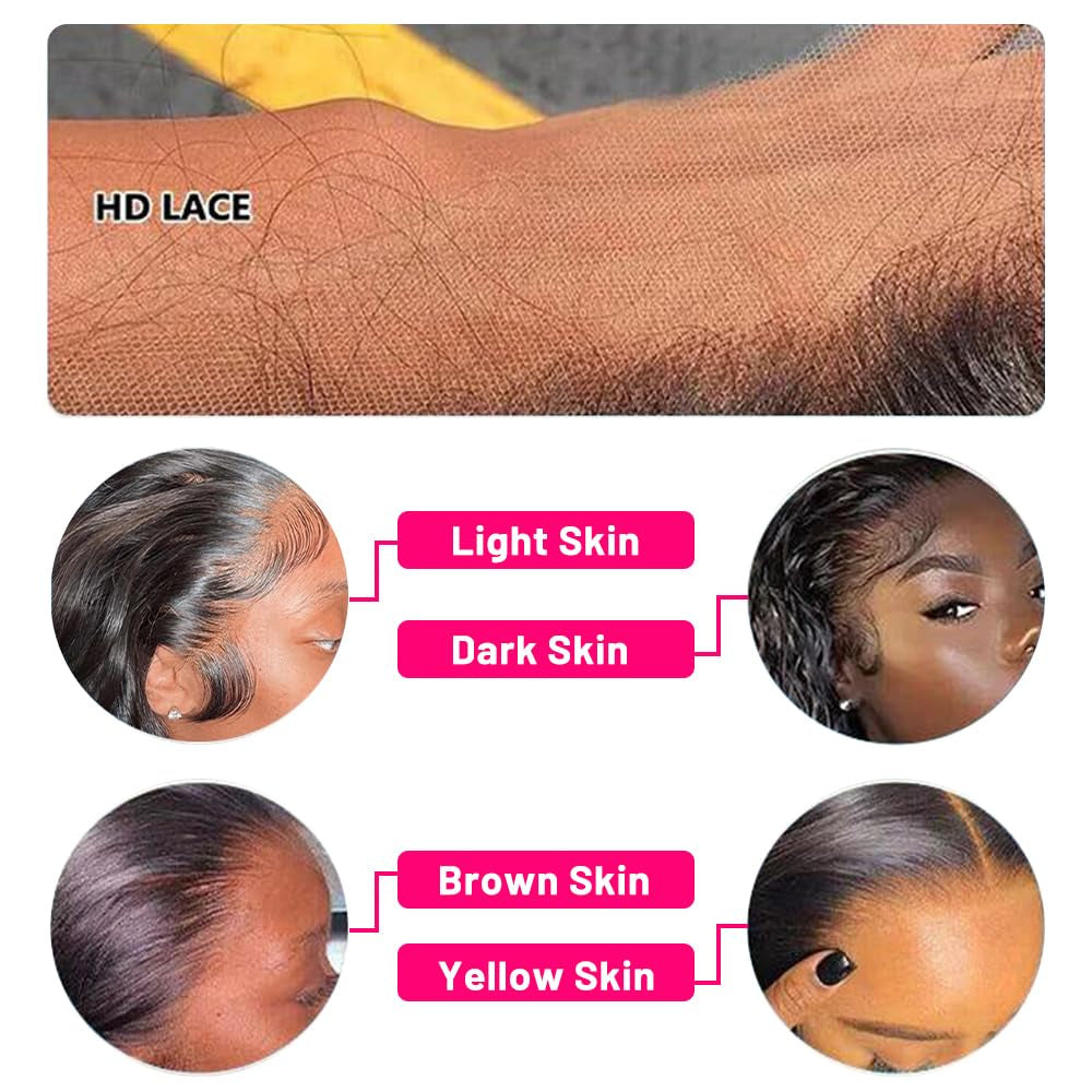 Wigs Human Hair Straight Lace Front Human Hair Wig Pre Plucked 13X4 HD Transparent 36 Inch Lace Frontal Straight Human Hair Wigs for Women with Baby Hair Glueless Natural Black