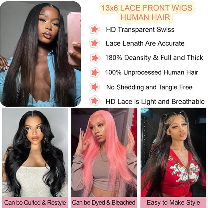 28 Inch13X6 Lace Front Wig Human Hair Straight Wigs Human Hair
