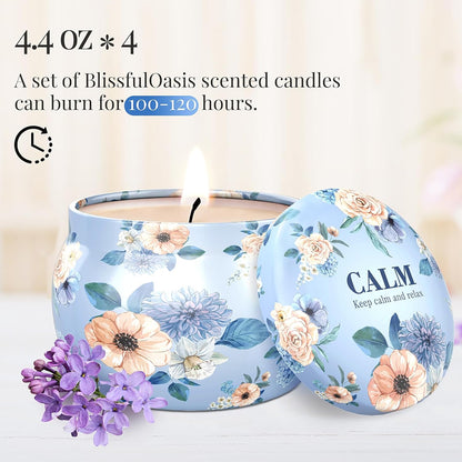 Scented Candle Set, 17.6 Oz, 4 Pack Soy Wax Candles for Home &amp; Travel