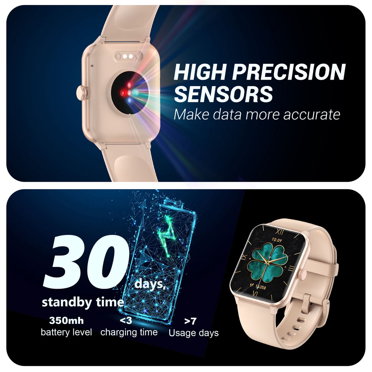 Smart Watch for Women,(Answer/Make Calls/Push Message),With 100+ Sports Modes,350Mah Battery,Fits for Android Ios Apple Samsung,Pink