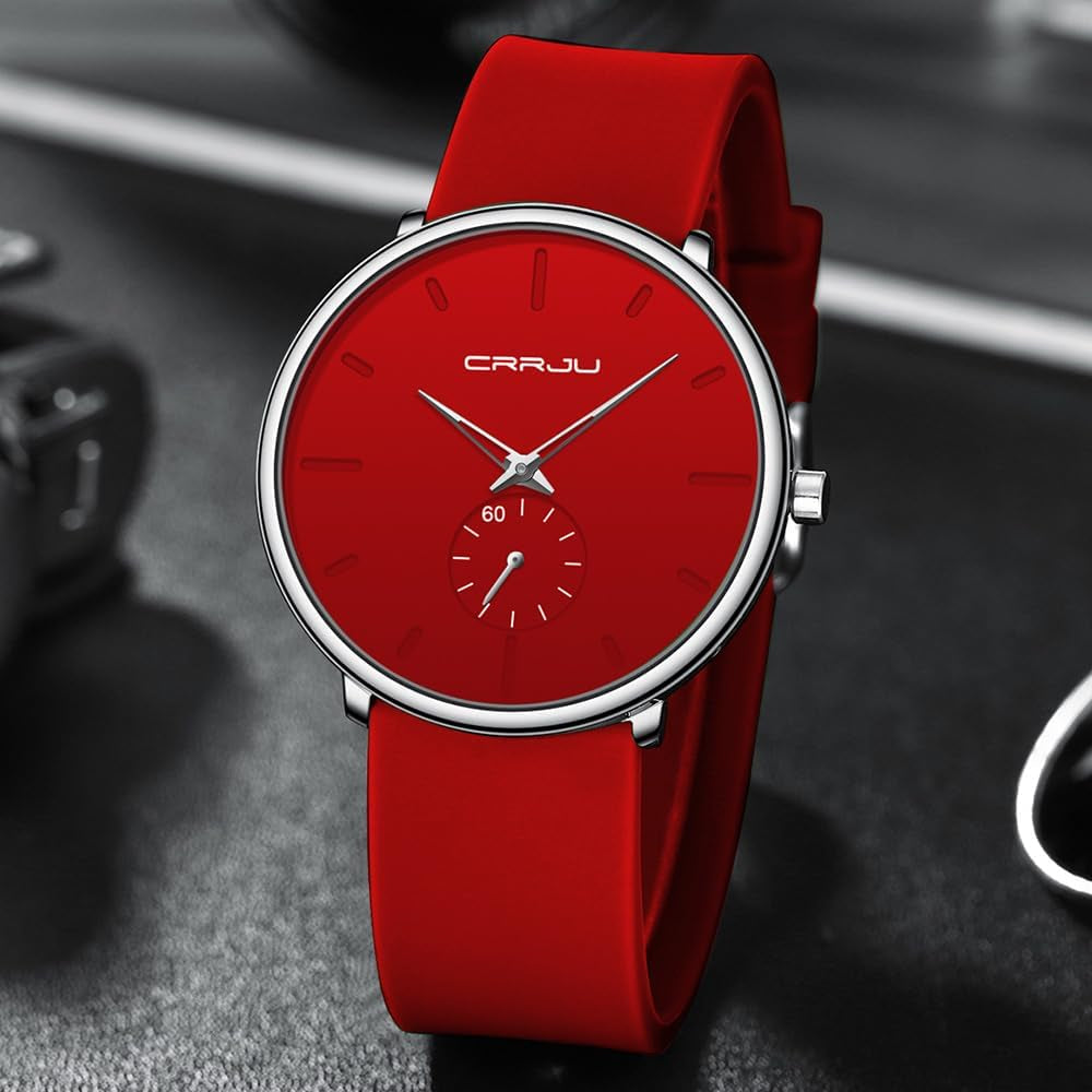 Men’S Women Watch Casual Stylish Waterproof Quartz Unisex Wristwatches, Ultra Thin Watches for Men Women, Colorful Silicone Band