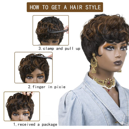 Short Pixie Cut Wigs for Black Women Pixie Cut Wigs with Bangs