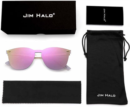 Rimless Mirrored Sunglasses for Men Women One Piece Reflective