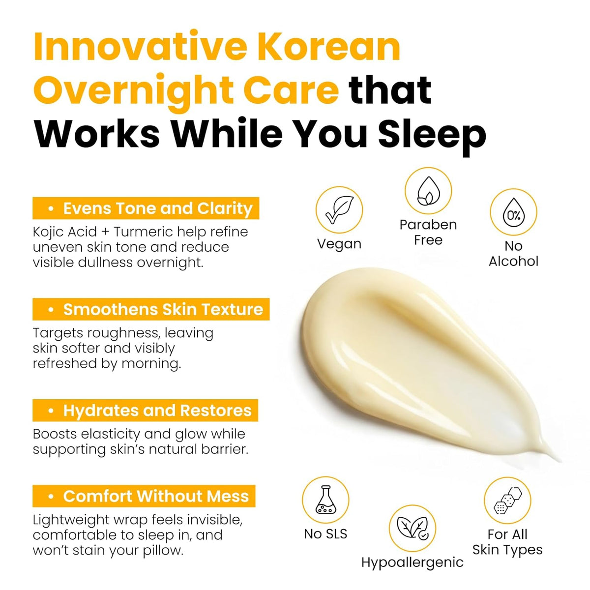 QUIA Collagen Jelly Cream + Turmeric Overnight Wrapping Mask – Daily Hydration and Night Repair Skincare Set – Korean Skincare Moisturizer + Sleeping Mask
