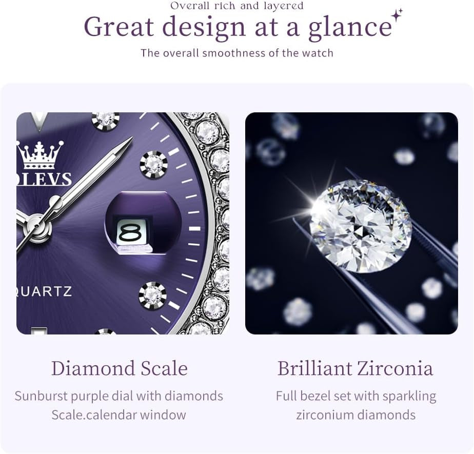 Watches for Women Luxury Diamond with Date Analog Quartz Female Watch