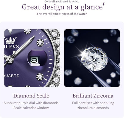 Watches for Women Luxury Diamond with Date Analog Quartz Female Watch