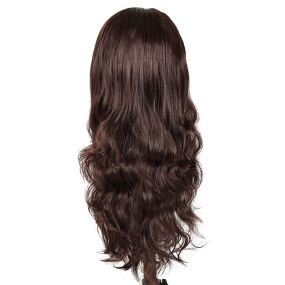 24" Brown Wigs for Women V Part Curly Red Brown Wigs Synthetic Water Wave Wigs Long Wavy Wig