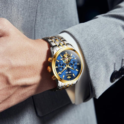 Automatic Men Watches Mechanical Luxury Self Winding Wrist Watch Stainless Steel Waterproof Wrist Watches