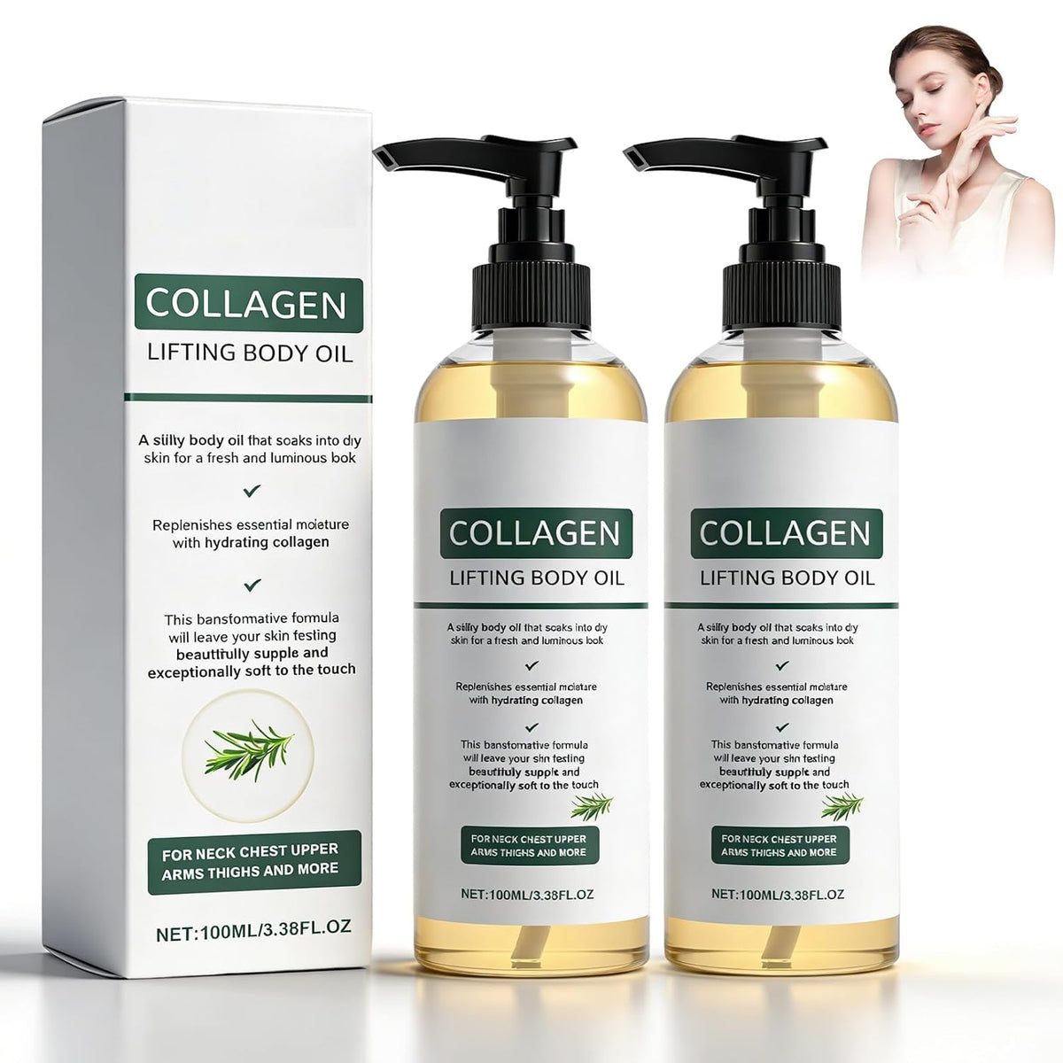 2 Packs Hydrating Collagen Oil for Body &amp; after Shower,Collagen Lifting Body Oil after Shower Moisturizer Collagen Body Oils for Women &amp; Men Lightweight Non-Greasy(1Pcs*3.38 Fl Oz)