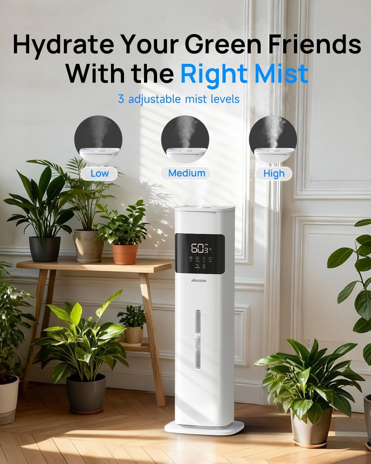 Warm &amp; Cool Mist Humidifiers for Bedroom, Top-Fill Humidifier Large Room with Essential Oil Diffuser, Large Room Humidifiers for Home Baby Nursery Office Plants, White