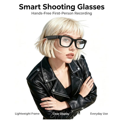 T200C Smart Glasses with Camera, 800W 1080P Video Recording, AI Stabilization