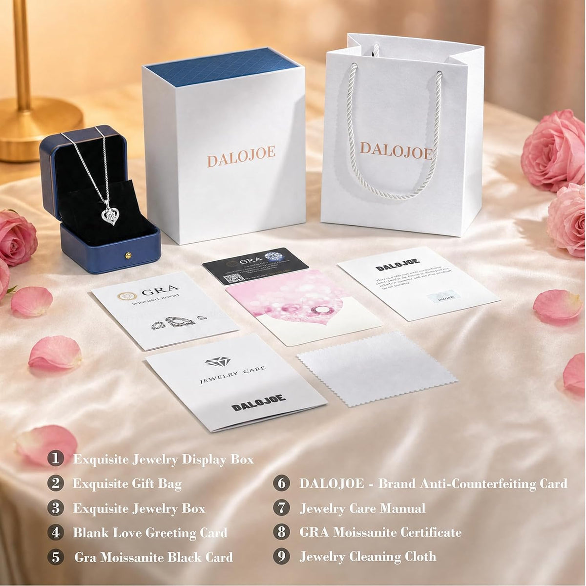 Moissanite Heart Necklace for Women, 925 Sterling Silver Necklace