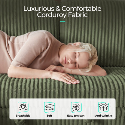 3 Seaterss Sectional Couches for Living Room, Sofa Bed with Storage Seat, Pull Out Couch Bed with Storage Ottoman, Dark Green