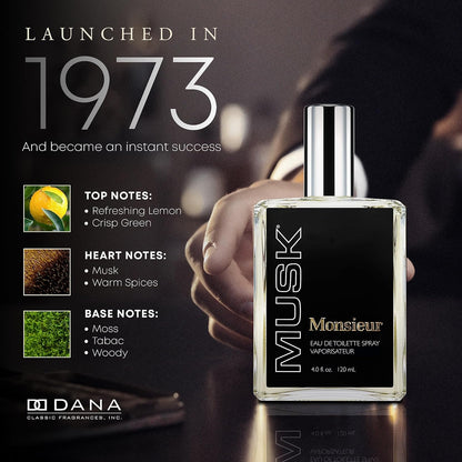 Monsieur Musk EDT Spray Mens Fragrances 4 Oz