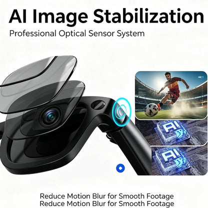 T200C Smart Glasses with Camera, 800W 1080P Video Recording, AI Stabilization