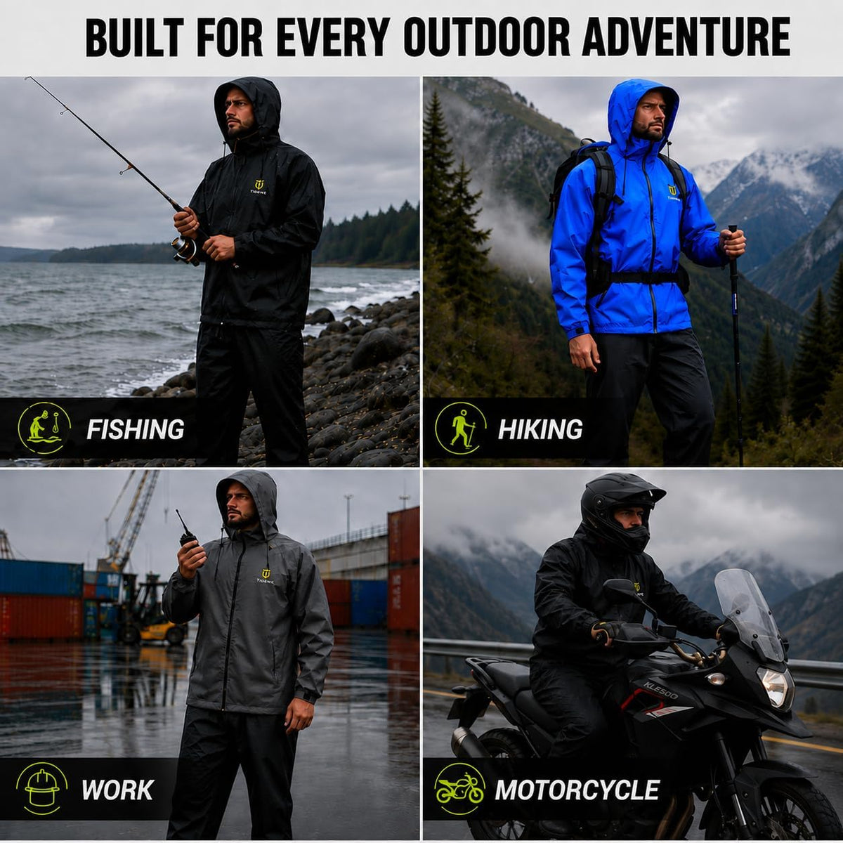 Rain Suit for Men, Waterproof Lightweight 2-Piece Rain Gear