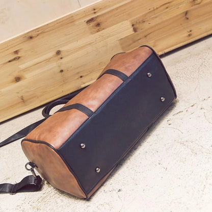 PU Leather Travel Holdall Tote with Adjustable Shoulder Straps Brown Detachable Straps, Rust Resistant Hardware, Portable Messenger Style, for Gym and Daily Use