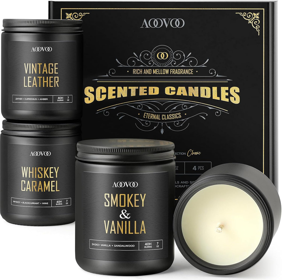 Scented Candles for Men - 4 Pack Candles for Home Scented