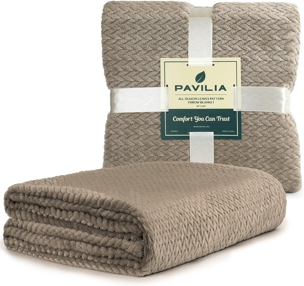 Soft Plush Fleece Throw Blanket for Couch Sofa Bed, Taupe, 50X60