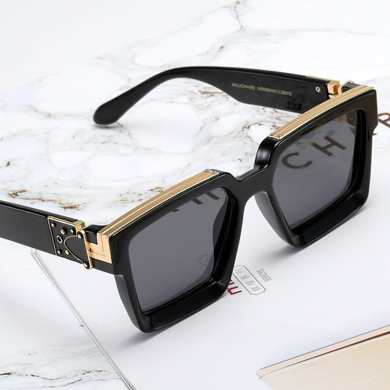 Gold Frame Large Size Sunglasses Men Women Shades Elegant Retro Classic Hip Hop