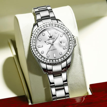 Watches for Women Luxury Diamond with Date Analog Quartz Female Watch