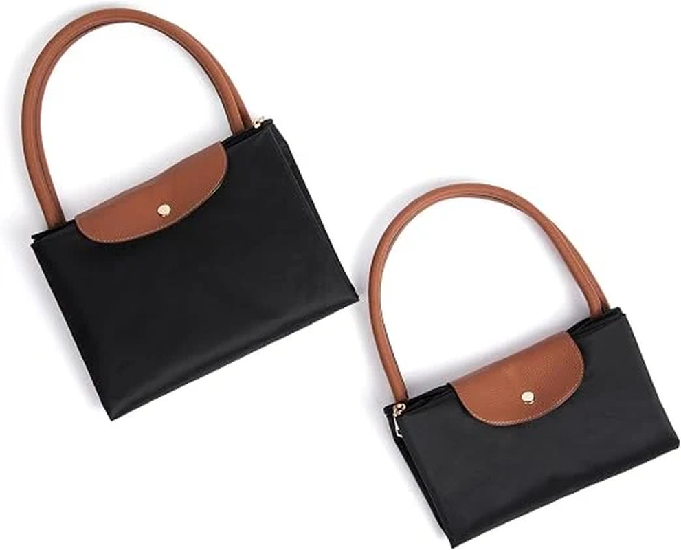 Tote Bags | 2-Pack | Travel | Work | Gym | Foldable | Water-Resistant | 2 Sizes | Lightweight Nylon | Fashionable