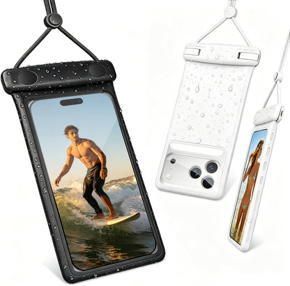 Waterproof Phone Pouch, Waterproof Phone Case for Iphone 17 16 15 14 13 Pro Max XS Samsung, IPX8 3D Cellphone Dry Bag Beach Essentials (2 Pack - Duke Black &amp; White7.0, 7 Inch)