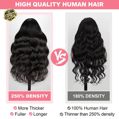 13X6 Body Wave Lace Front Wigs Human Hair 12A 250% Density 30 Inch Lace Frontal Wigs Human Hair Glueless HD Lace Front Wigs Human Hair Natural Color