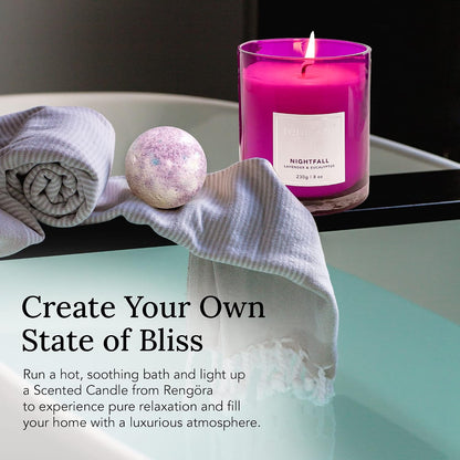 Lavender &amp; Eucalyptus Scented Candle – 8Oz Soy Wax, Clean Burning, Long‑Lasting Magenta Glass Jar, Aromatherapy Gift for Women