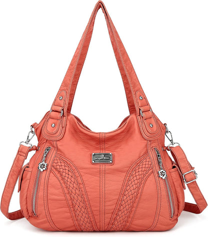 Purses and Handbags Women Fashion Tote Bag Shoulder Bags Top Handle Satchel Purses Washed Synthetic Leather Handbag