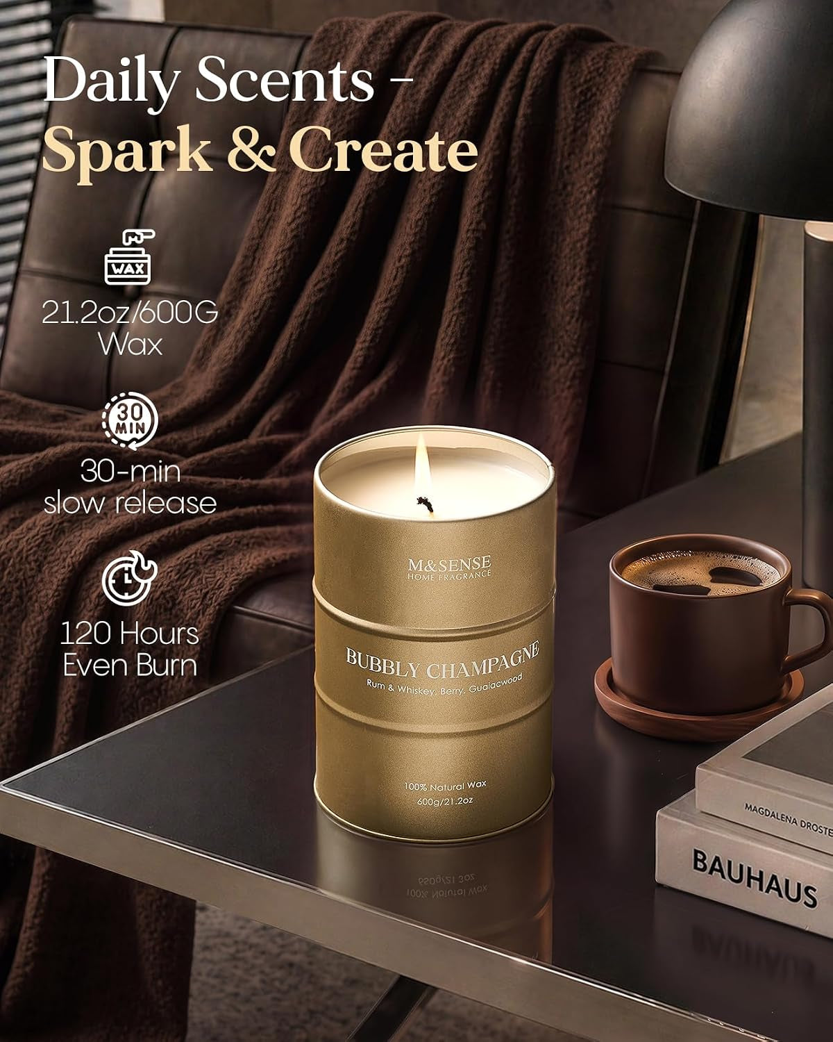 Bubbly Champagne Scented Soy Candle, Large, 21.2 Oz