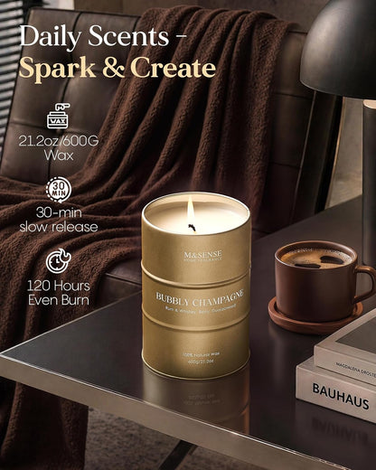 Bubbly Champagne Scented Soy Candle, Large, 21.2 Oz