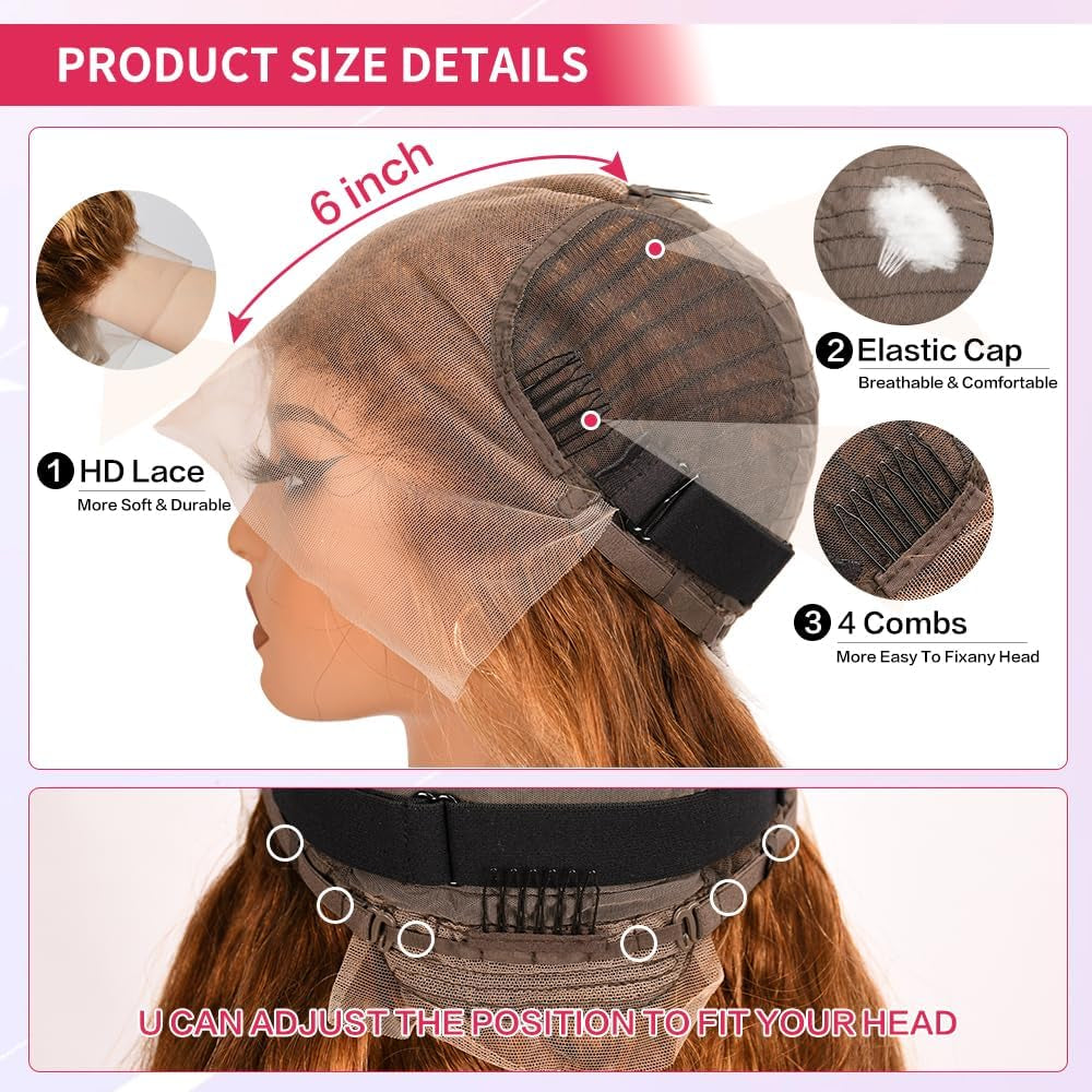 22 Inch 13X6 Lace Front Wigs Human Hair 200 Density P4/27 Highlight Ombre Body Wave HD Lace Front Wigs Human Hair Pre Plucked