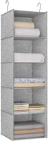 Hanging Closet Organizer 5-Shelf, Oxford Linen Wardrobe Storage, Gray