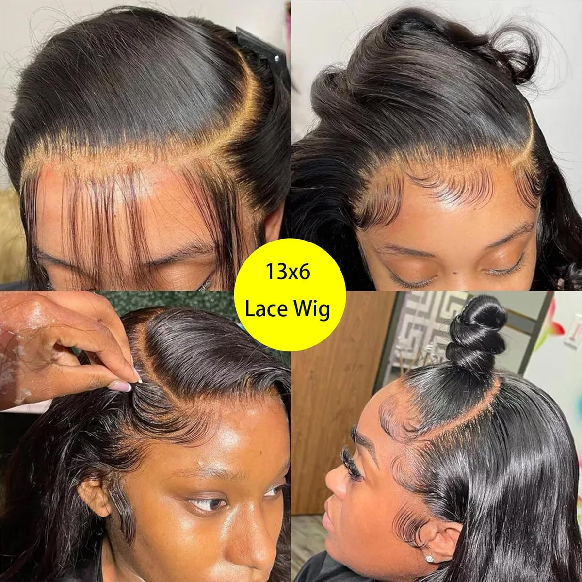 13X6 Lace Front Wigs Human Hair 26 Inch HD Straight Wigs 180 Density Black