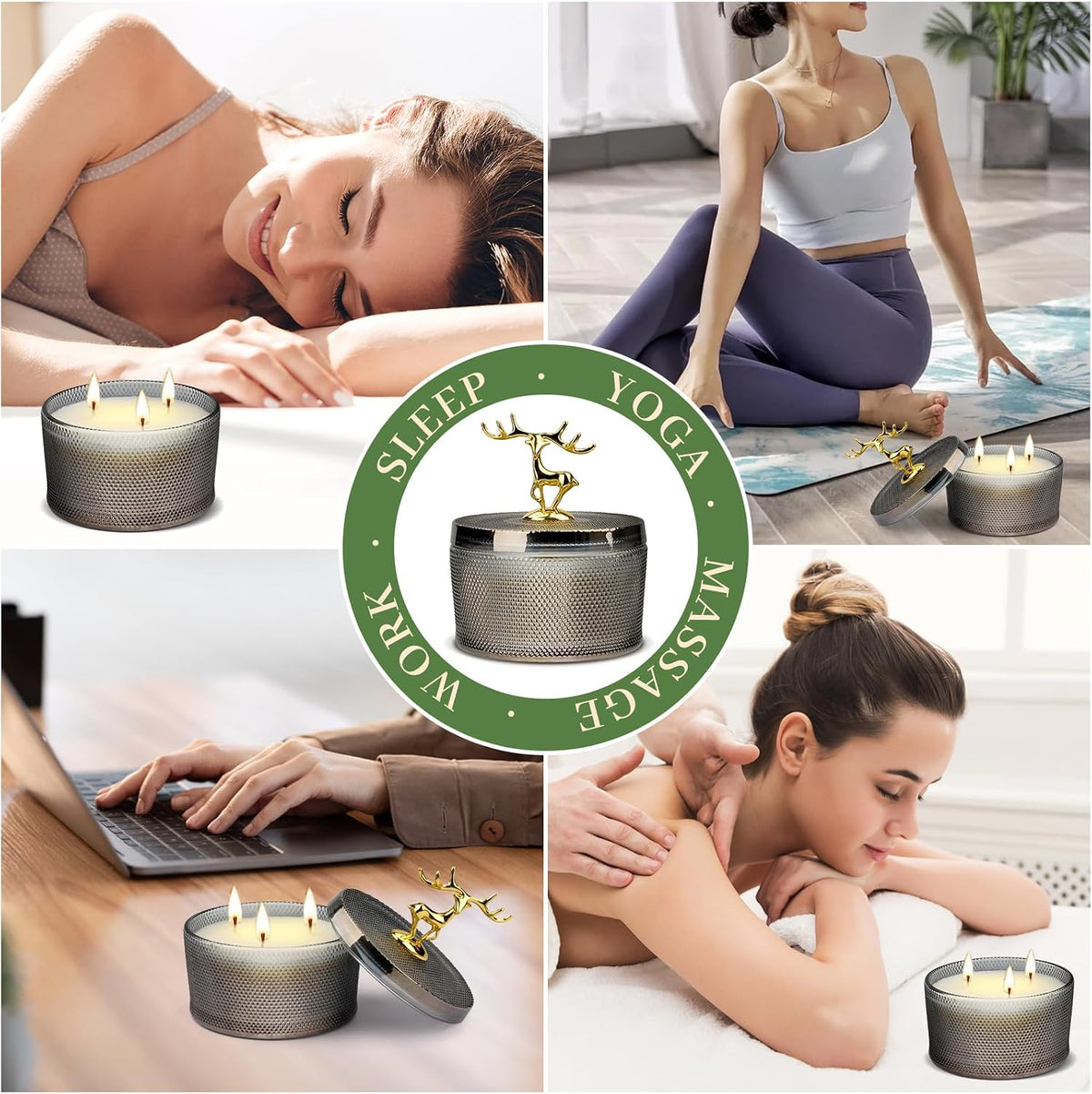 Scented Candles for Men Women, 10.58 Oz 3 Wick Natural Soy Wax Sandalwood Candle for Home Scented, Aromatherapy Candle for Women Men, 50 Hours Long Lasting Burn Time