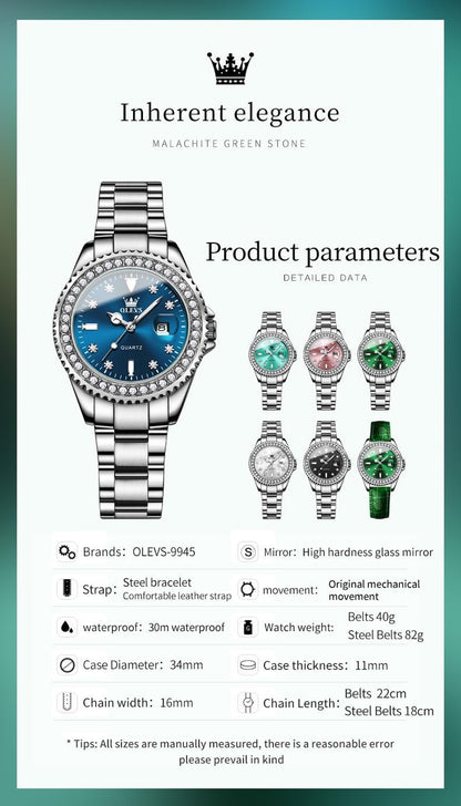 Watches for Women Luxury Diamond with Date Analog Quartz Female Watch